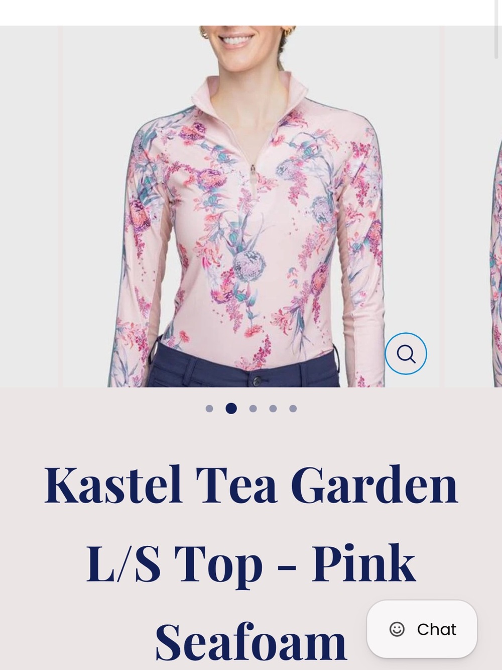 Kastel Denmark Pink Tea Garden Pink and Seafoam Long-Sleeve Top UPF